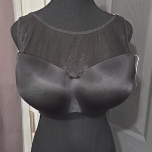 Cacique Black Satin Illusion Neckline Bra